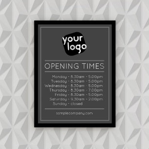 Customisable Logo And Text Business Opening Hours Poster