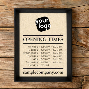 Customisable Logo And Text Business Opening Hours Poster