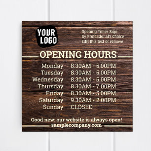 Customisable Logo And Text Business Opening Hours Poster