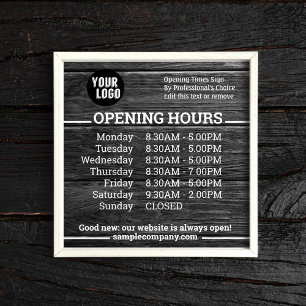 Customisable Logo And Text Business Opening Hours Poster