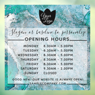  Customisable Logo And Text Business Opening Hours Window Cling