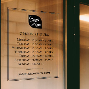 Customisable Logo And Text Business Opening Hours Window Cling