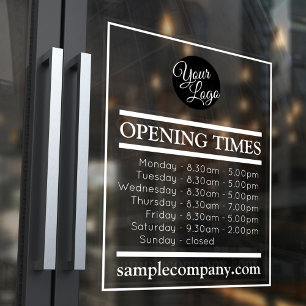 Customisable Logo And Text Business Opening Hours Window Cling