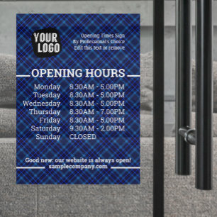 Customisable Logo And Text Business Opening Hours Window Cling