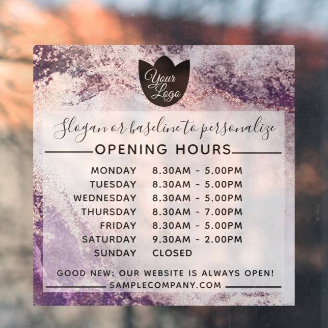  Customisable Logo And Text Business Opening Hours Window Cling (Creator Uploaded)