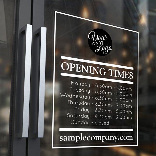 Customisable Logo And Text Business Opening Hours Window Cling (Creator Uploaded)
