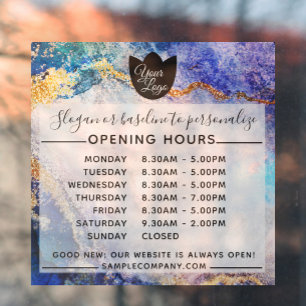  Customisable Logo And Text Business Opening Hours Window Cling