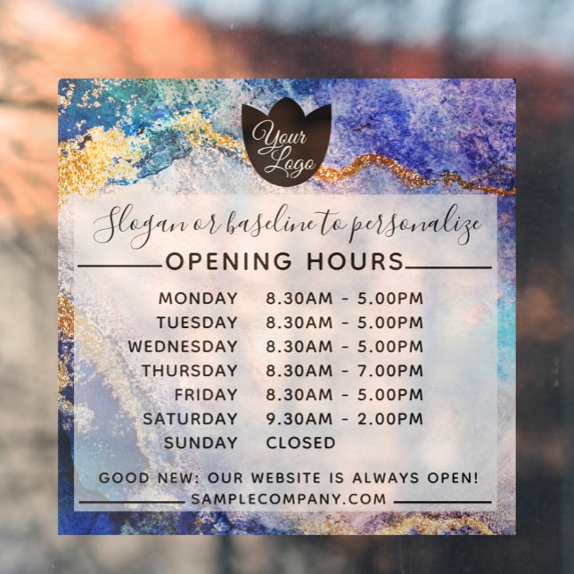  Customisable Logo And Text Business Opening Hours Window Cling (Creator Uploaded)