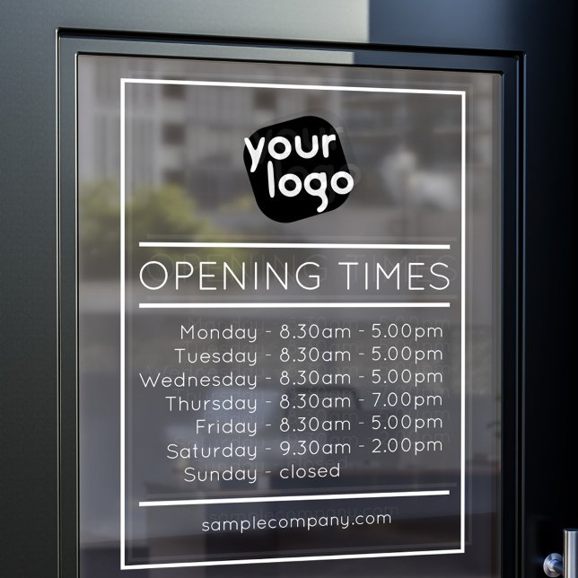 Customisable Logo And Text Business Opening Hours Window Cling (Creator Uploaded)