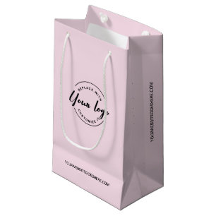 Customisable Logo and website Pink Business Small Gift Bag