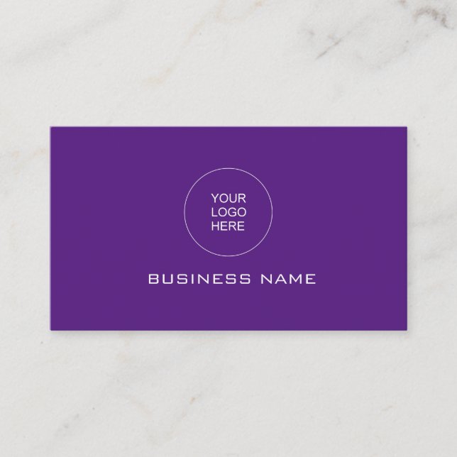 Customisable Logo Elegant Royal Purple Template Business Card (Front)