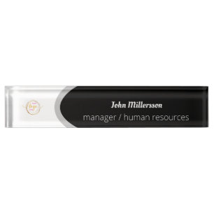 Customisable Logo Large Rectangle Black And White Nameplate