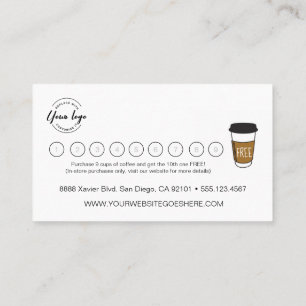 Customisable logo Simple Coffee Business Loyalty Card