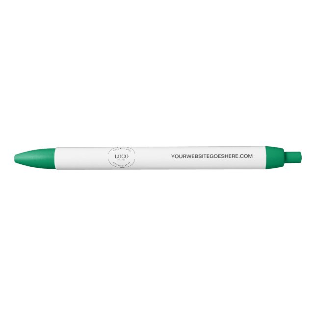 Customisable logo website simple business blue ink pen (Front)