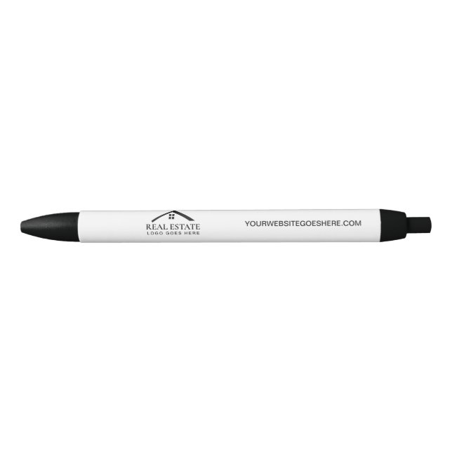 Customisable logo website simple Real estate gift Black Ink Pen (Front)