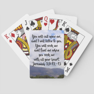 Customisable Long Text On Clouds Jeremiah 29:12-13 Playing Cards