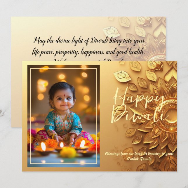 Customisable Lotus Lights & Little Smiles card (Front/Back)