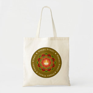 Customisable Lotus Mandala Rangoli Diwali Lamp Tote Bag