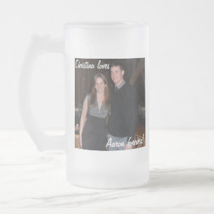 Customisable "loves" Mug! Frosted Glass Beer Mug