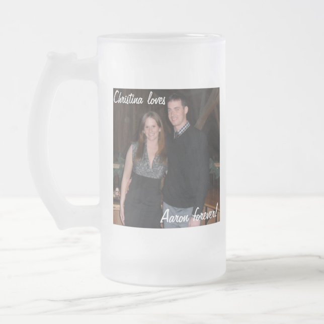 Customisable "loves" Mug! Frosted Glass Beer Mug (Left)