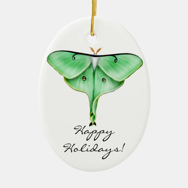 Customisable Luna Moth Holiday Ornament (Front)