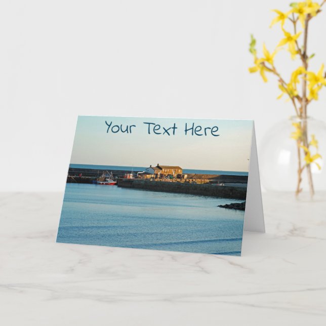 Customisable Lyme Regis Cobb Card (Yellow Flower)