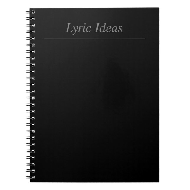 Customisable Lyric Ideas Black Notebook (Front)