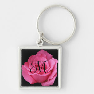 Customisable M monogram pretty pink rose stylish Key Ring