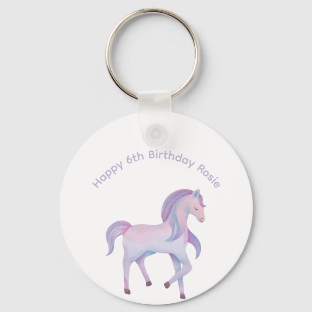 Customisable Magical pastel ombre Pony Key Ring (Front)