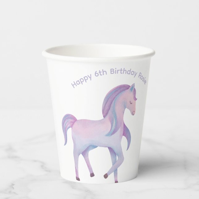 Customisable Magical pastel ombre Pony Paper Cups (Front)