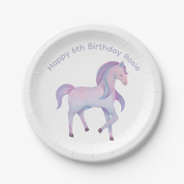 Customisable Magical pastel ombre Pony Paper Plate (Front)