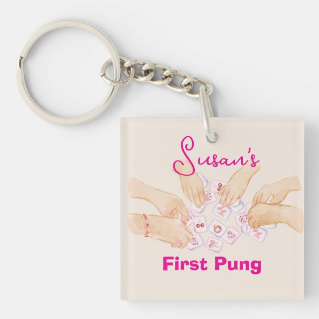 Customisable Mahjong First Pung  Key Ring (Front)