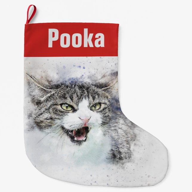 Customisable Maine Coon Cat Large Christmas Stocking (Front)