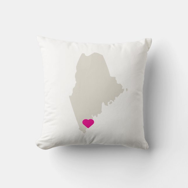 Customisable Maine State Love Reversible Pillow (Front)