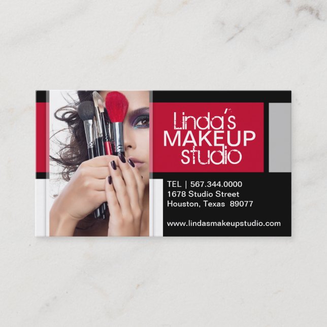 Customisable Makeup Artist Business Card Template (Front)