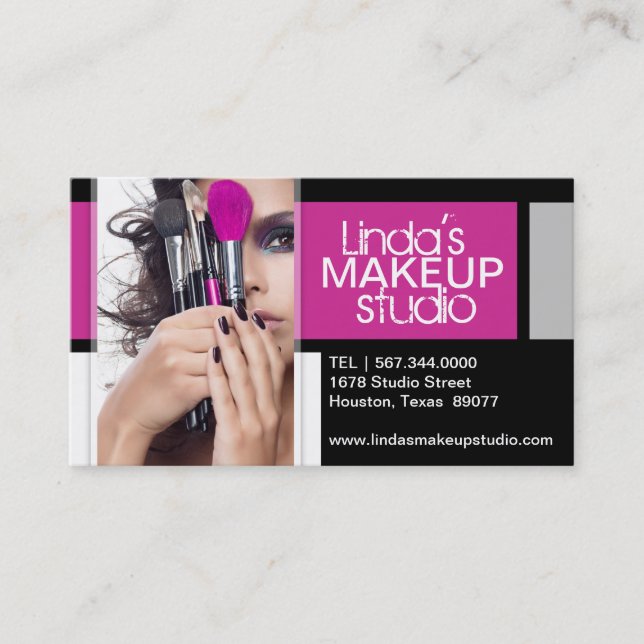 Customisable Makeup Artist Business Card Template (Front)
