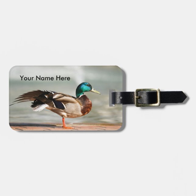 Customisable Male Mallard Duck Luggage Tag (Front Horizontal)