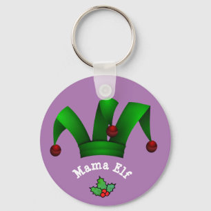 Customisable Mama Elf Custom Christmas Gift Idea Key Ring