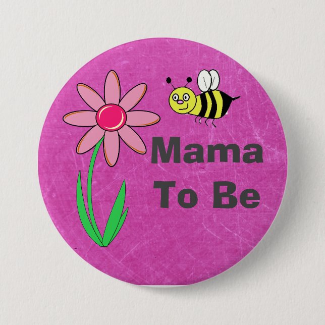 Customisable Mama To Be Maroon Baby Shower Button (Front)