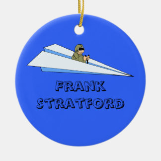 Customisable Man Flying Paper Aeroplane Ceramic Tree Decoration