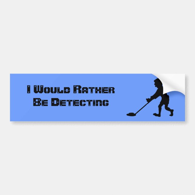 Customisable Man Metal Detecting Silhouette Bumper Sticker (Front)