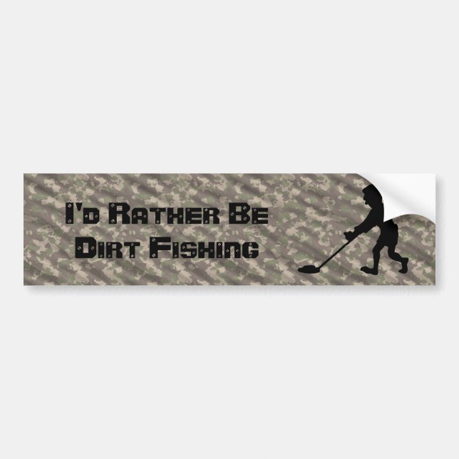 Customisable Man Metal Detecting Silhouette Bumper Sticker (Front)