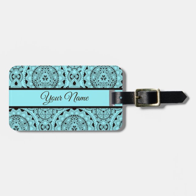 Customisable Mandala Luggage Tag (Front Horizontal)