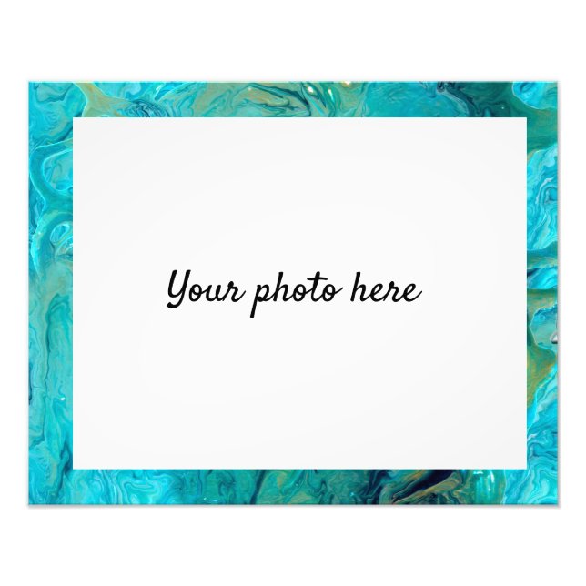Customisable marble effect emerald blue gift photo print (Front)