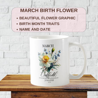 Customisable March Birthday Flower Daffodil Coffee Mug