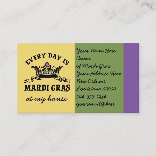 Customisable Mardi Gras Business Card (Front)