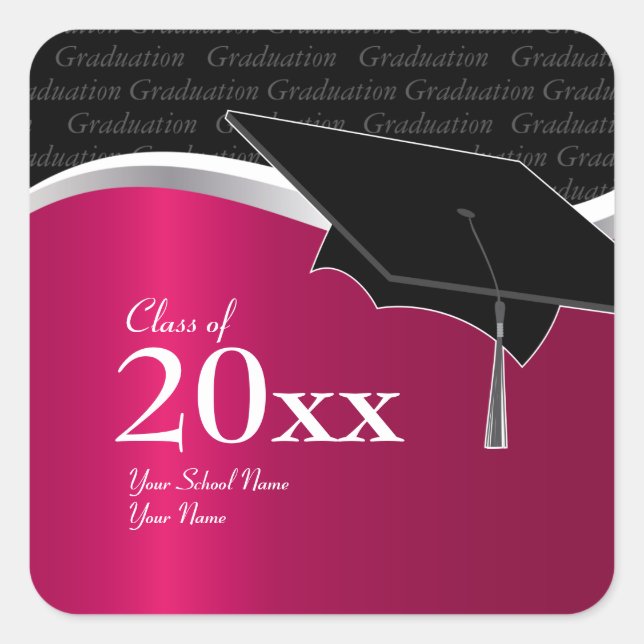 Customisable Maroon and Black Graduation Sticker (Front)
