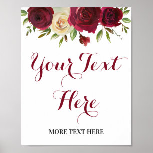 Customisable Marsala Burgundy Wine Red Sign Decor