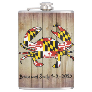 Customisable Maryland flag wood flask