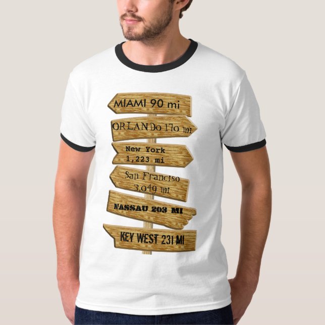 Customisable "MASH" style signpost graphic T-Shirt (Front)